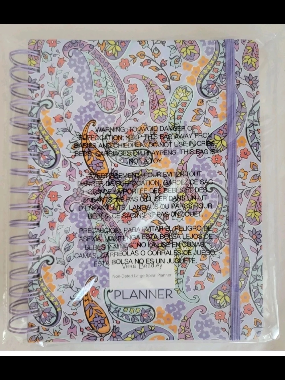 VERA BRADLEY Non-Dated Large Spiral Planner Maddalena Paisley Soft